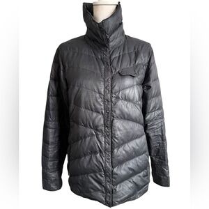 Nau black goose down filled button snap puffer size M woman’s